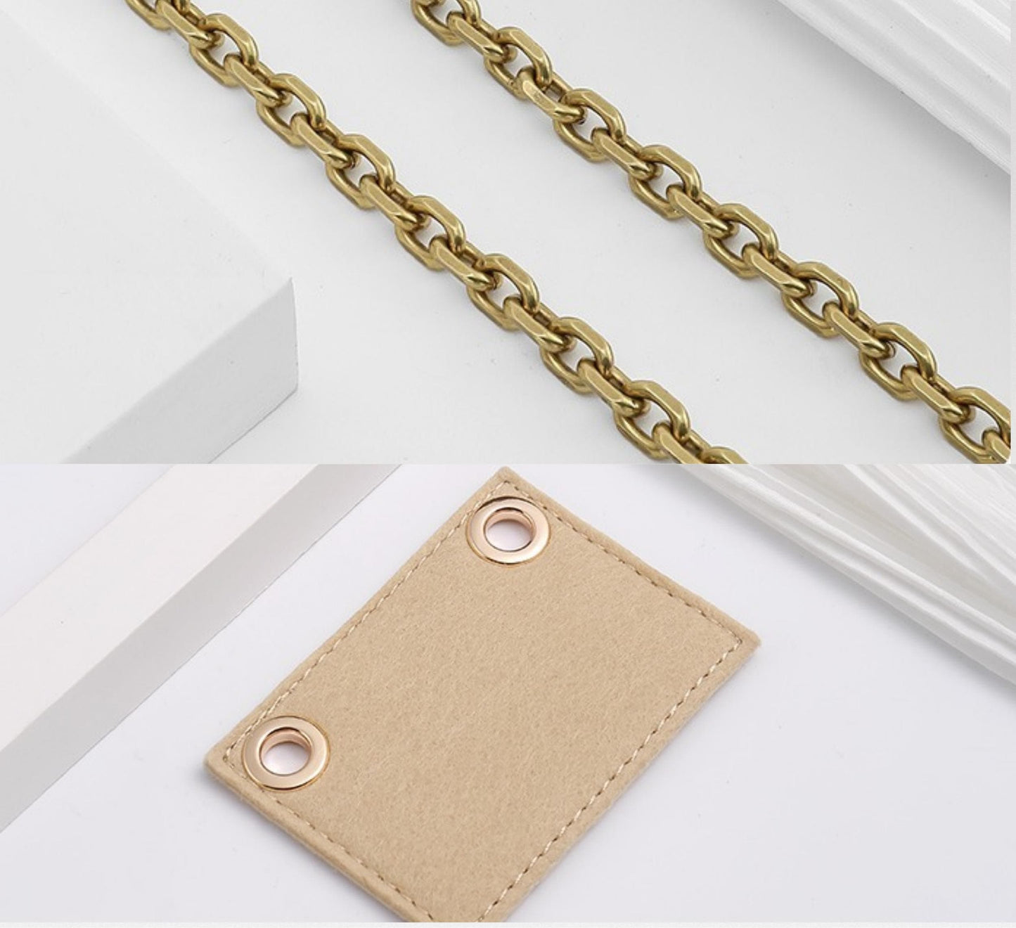 Dio CARO XS WALLET Conversion Kit (Felt Insert & Chain) | Metal Replacement Chain Shoulder Strap | Bag Handle Chain Strap