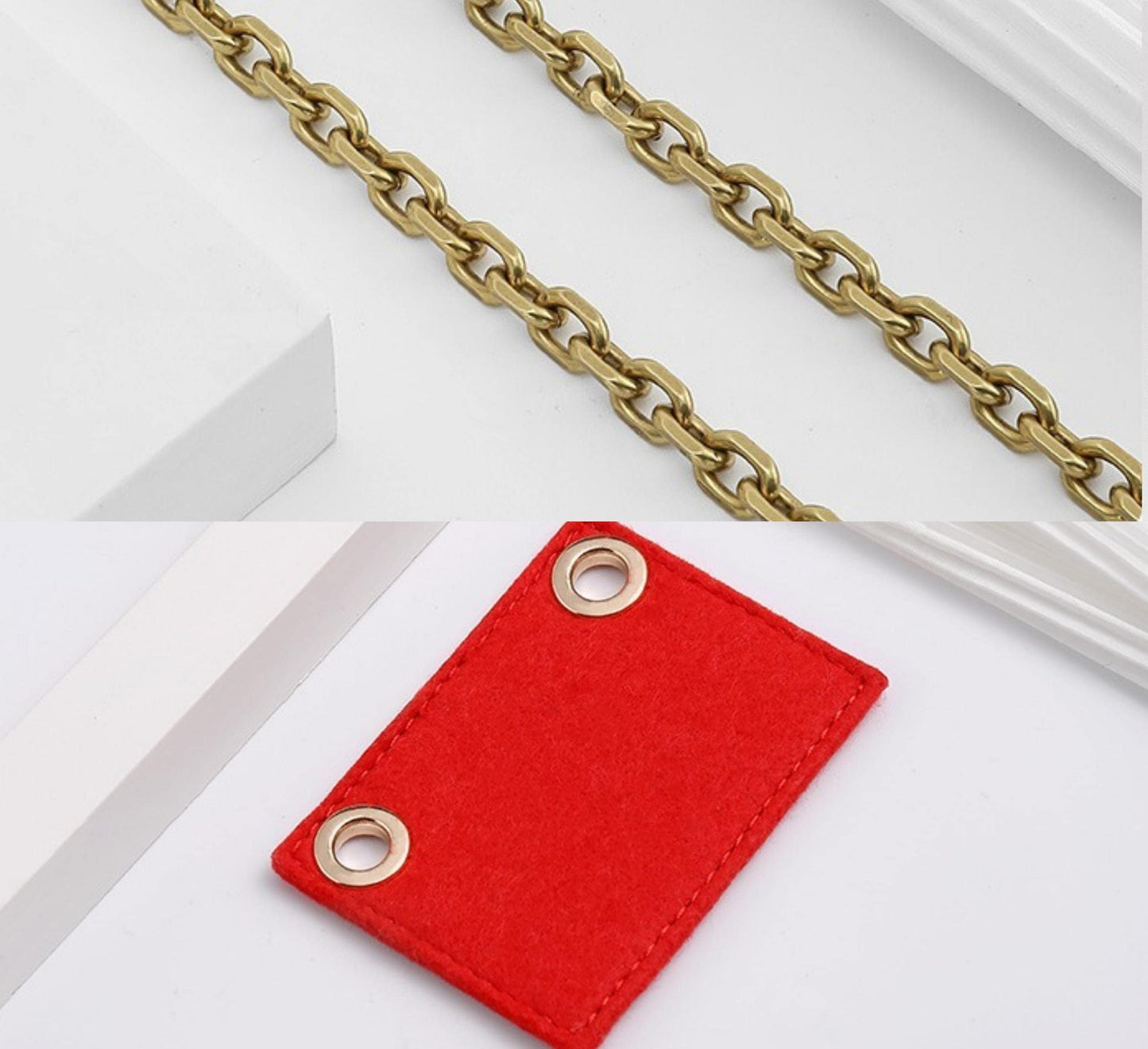 MEDIUM DIO CARO Daily Pouch Conversion Kit (Felt Insert & Chain) | Metal Replacement Chain Shoulder Strap | Bag Handle Chain Strap