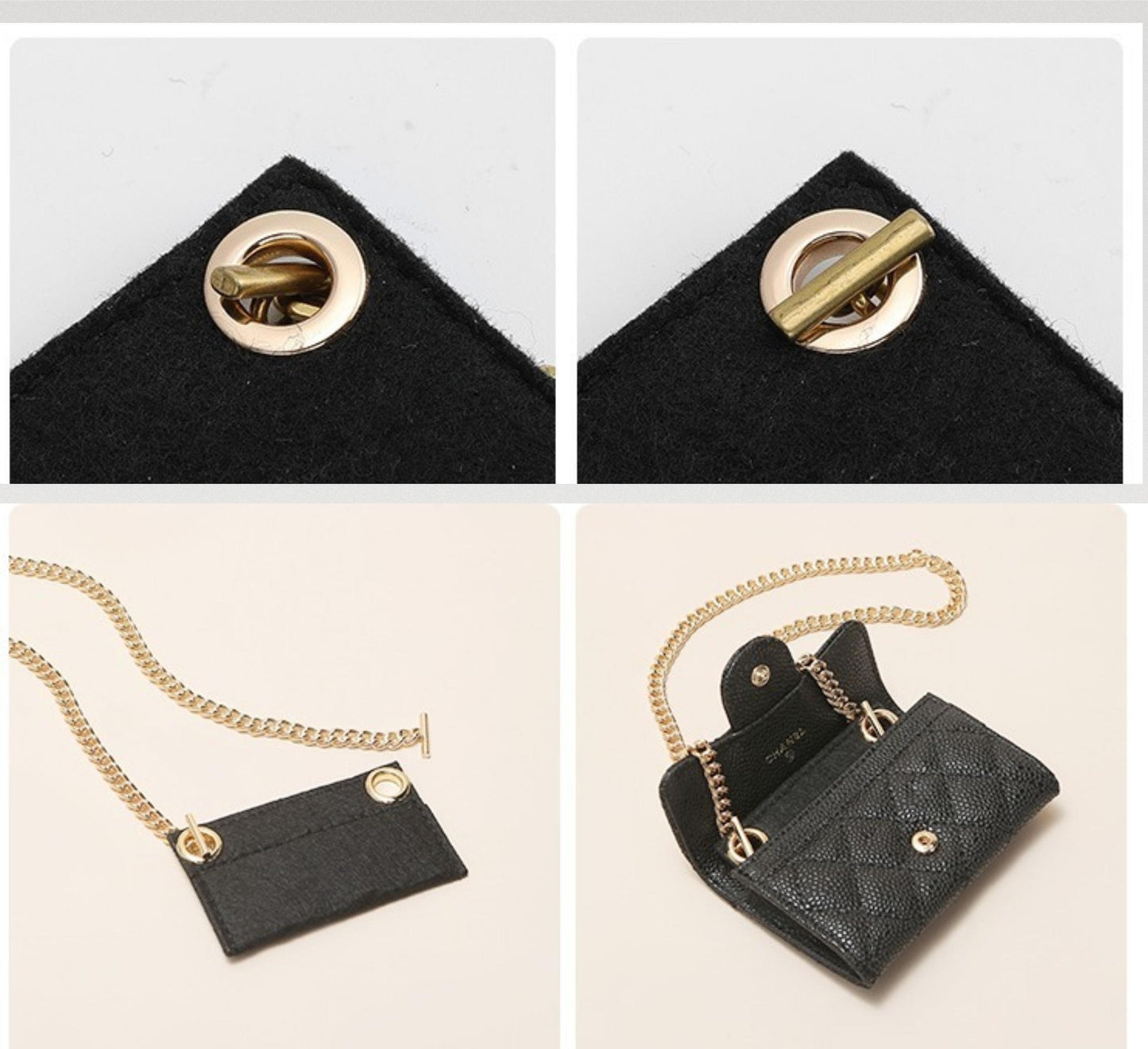 Sarah Wallet Conversion Kit (Felt Insert with Chain) | Bag Strap Chain | Marmont Bag Strap | Chain Leather Strap