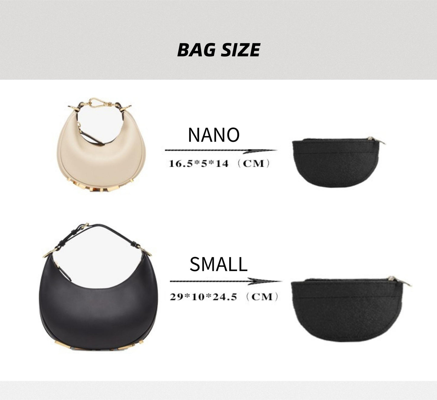 Bag Organizer For Nano Small Fend1graphy Bag | Bag Insert For Shoulder Bag | Felt Bag Organizer For Handbag Bag