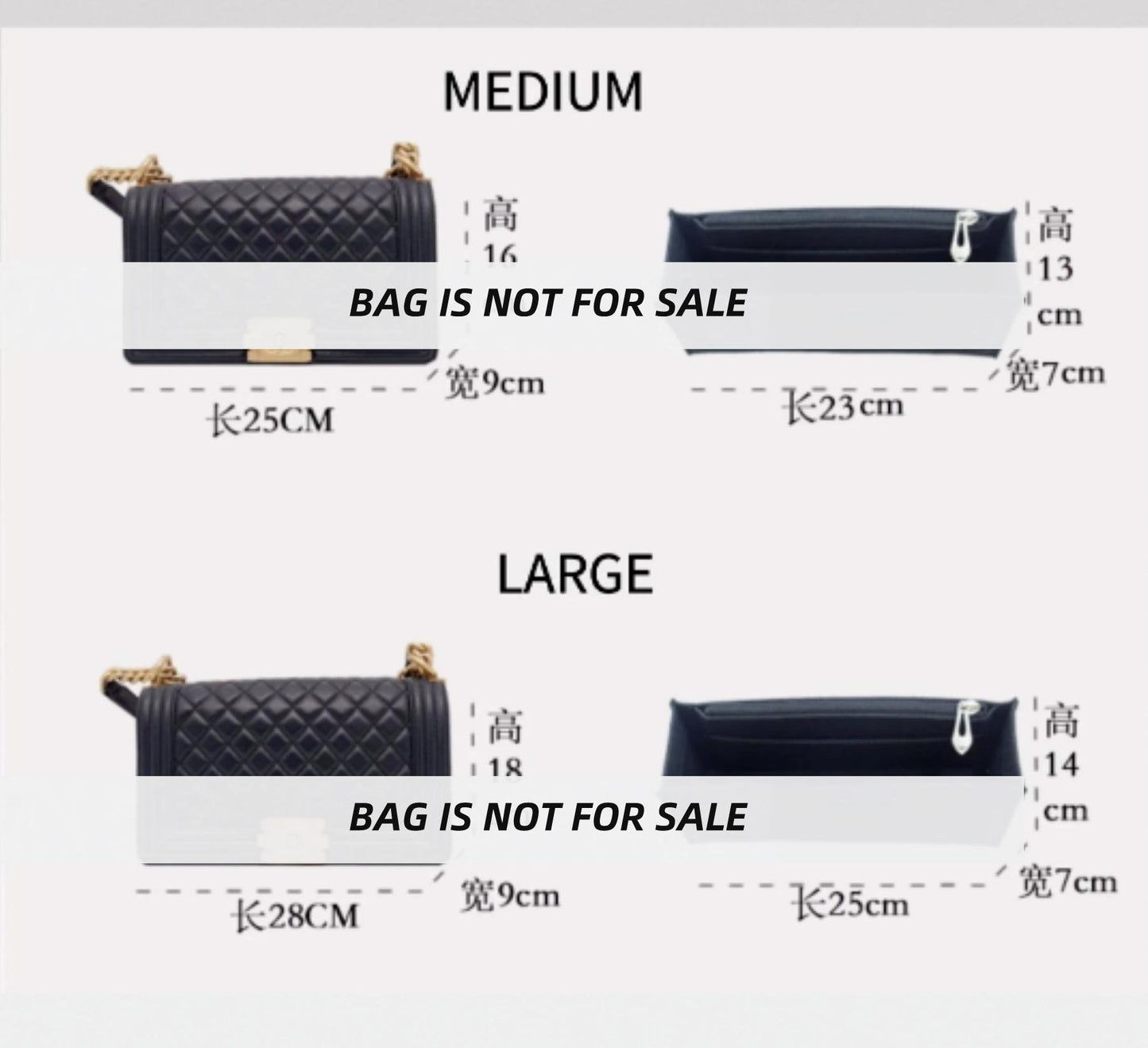 Bag Organizer For Chain Shoulder Bag | Bag Insert For Shoulder Bag | Felt Bag Organizer For Handbag Bag