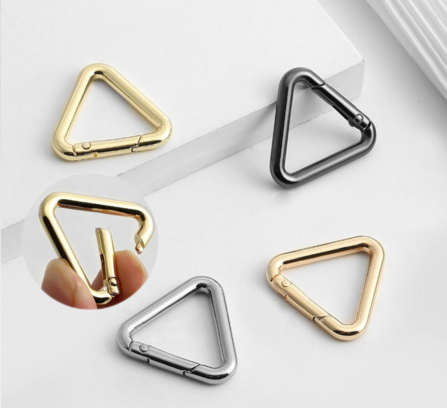 Triangle Shape Spring Ring  | Spring Coil | Elastic Ring | Triangle Snap Clip | Purse Accessories | Bag Strap Connector | Triangle Buckle