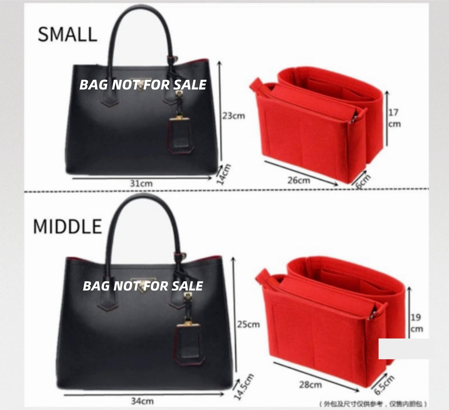 Bag Organizer For Medium Saffiano Leather Double Bag | Bag Insert For Shoulder Bag | Felt Bag Organizer For Handbag Bag