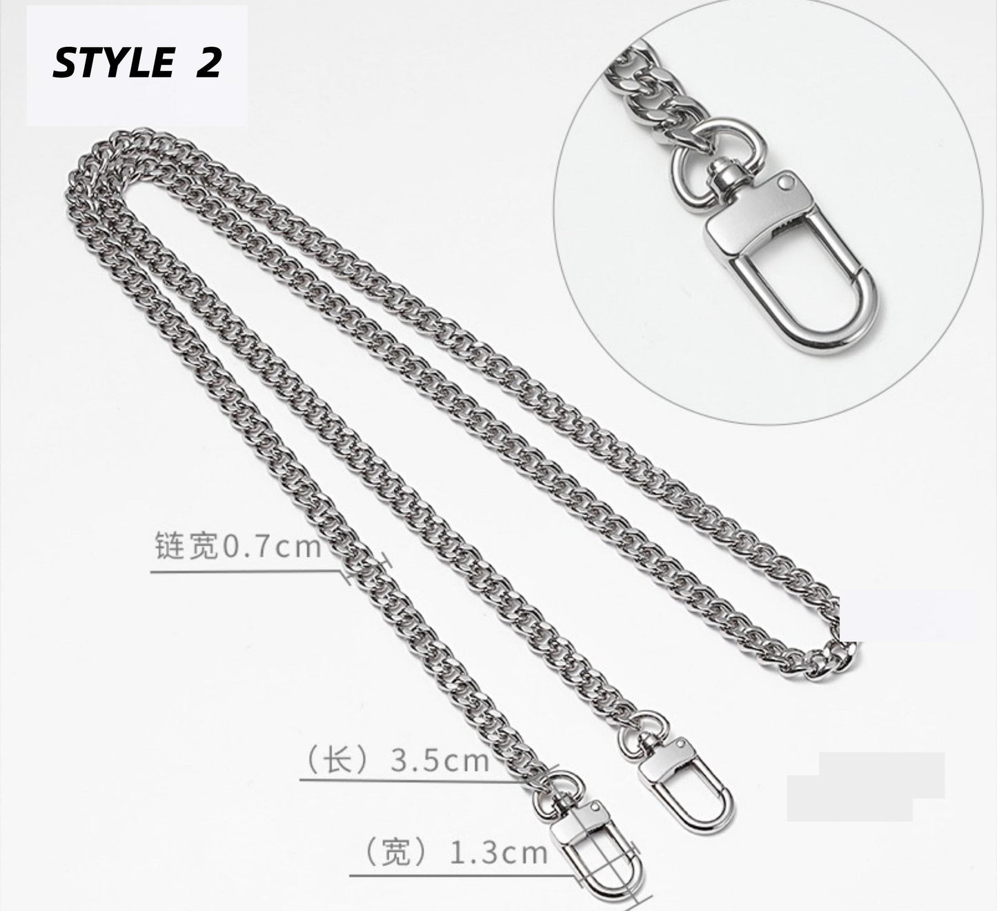 60/90/100/110/120cm Silver Crossbody Shoulder Strap Chain Replacement | Pochette Strap Chain | Speedy Bag Strap | Real Leather Strap