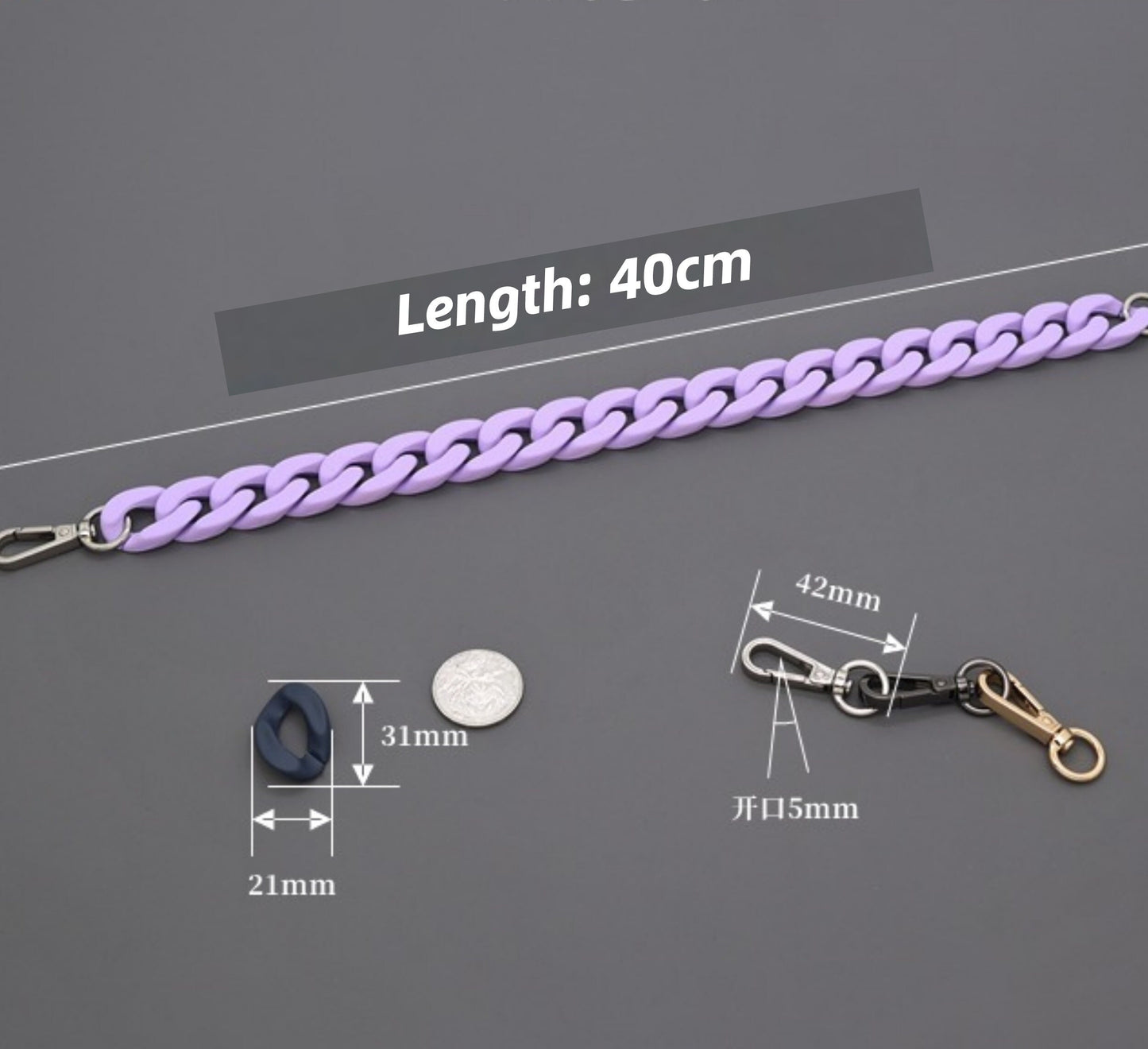 40cm Acrylic High Quality Purse Chain Replacement Strap for HandBag | Resin Shoulder Handbag Strap | Replacement Handle Chain