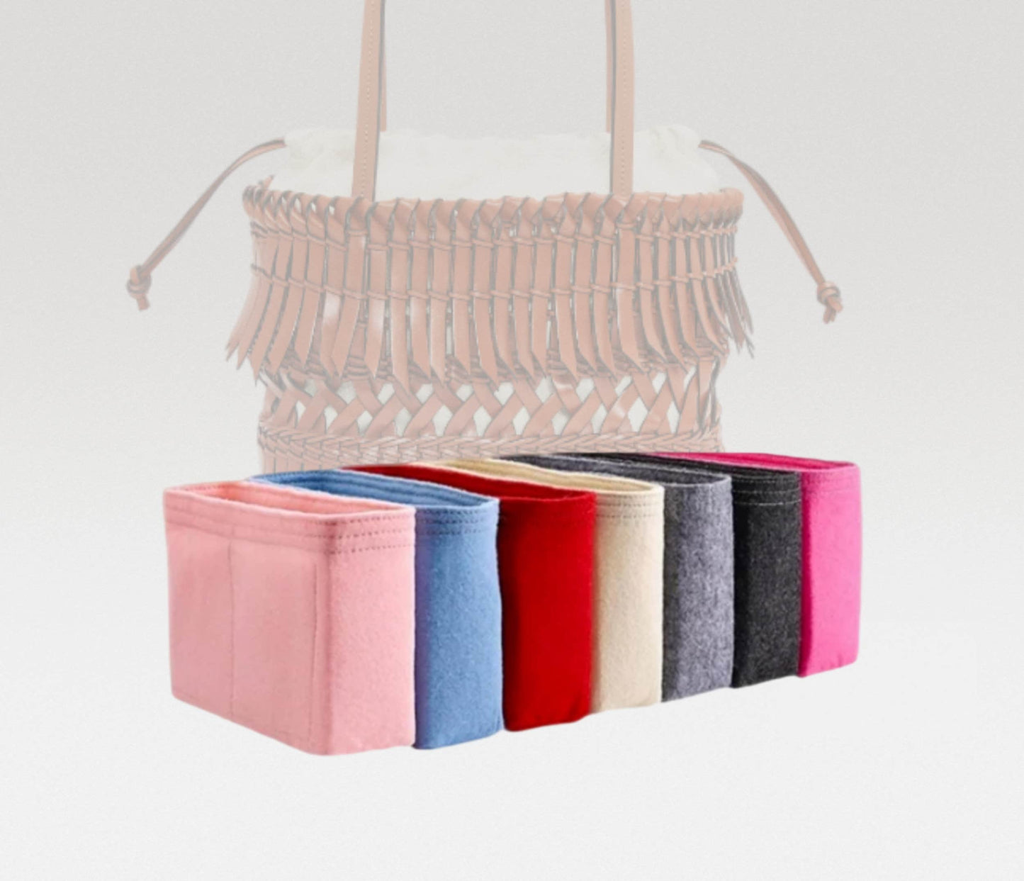 Bag Organizer For Fringe Square Basket bag | Bag Insert For Tote Bag | Felt Bag Organizer For Handbag Bag