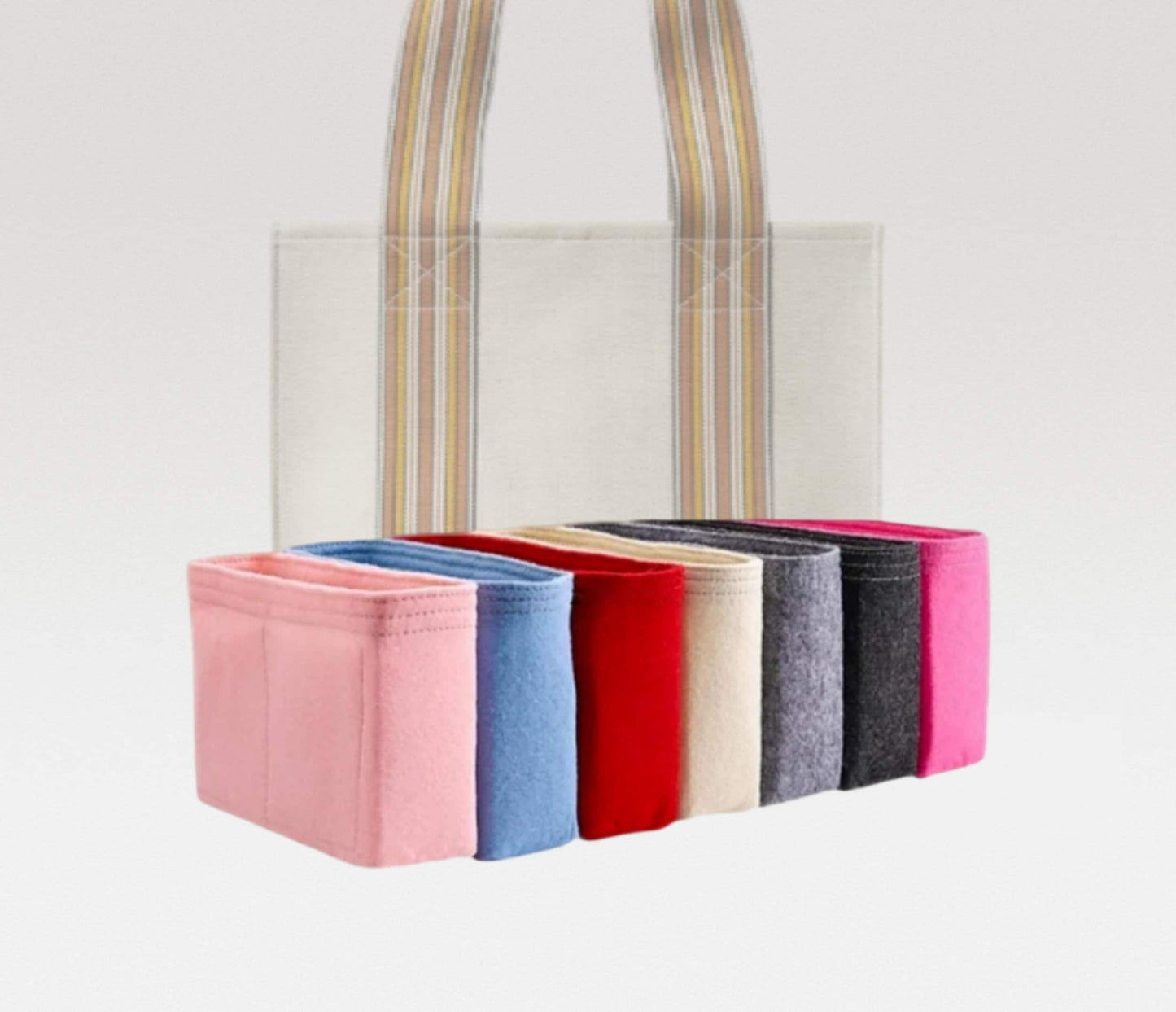 Bag Organizer For The Suitcase Stripe Tote Bag | Bag Insert For Tote Bag | Felt Bag Organizer For Handbag Bag